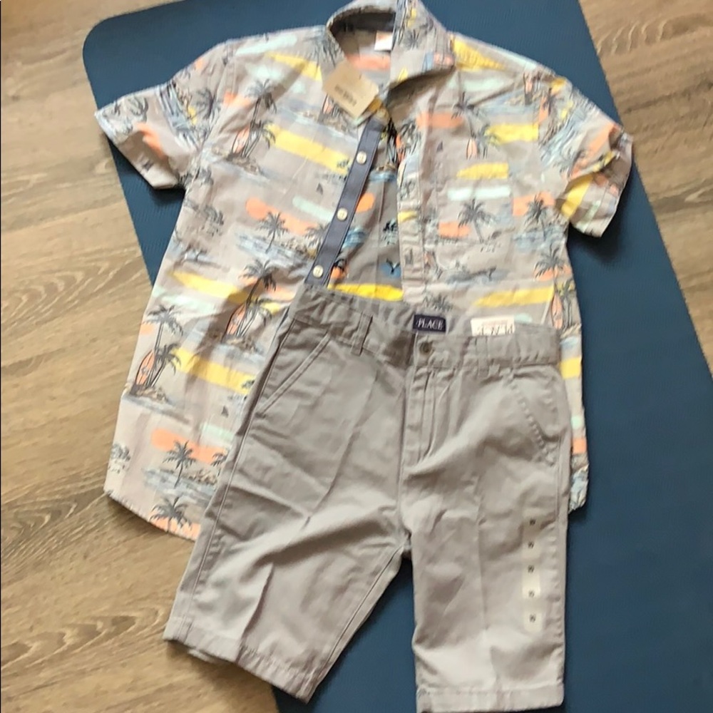 Boys shorts and button up outfit